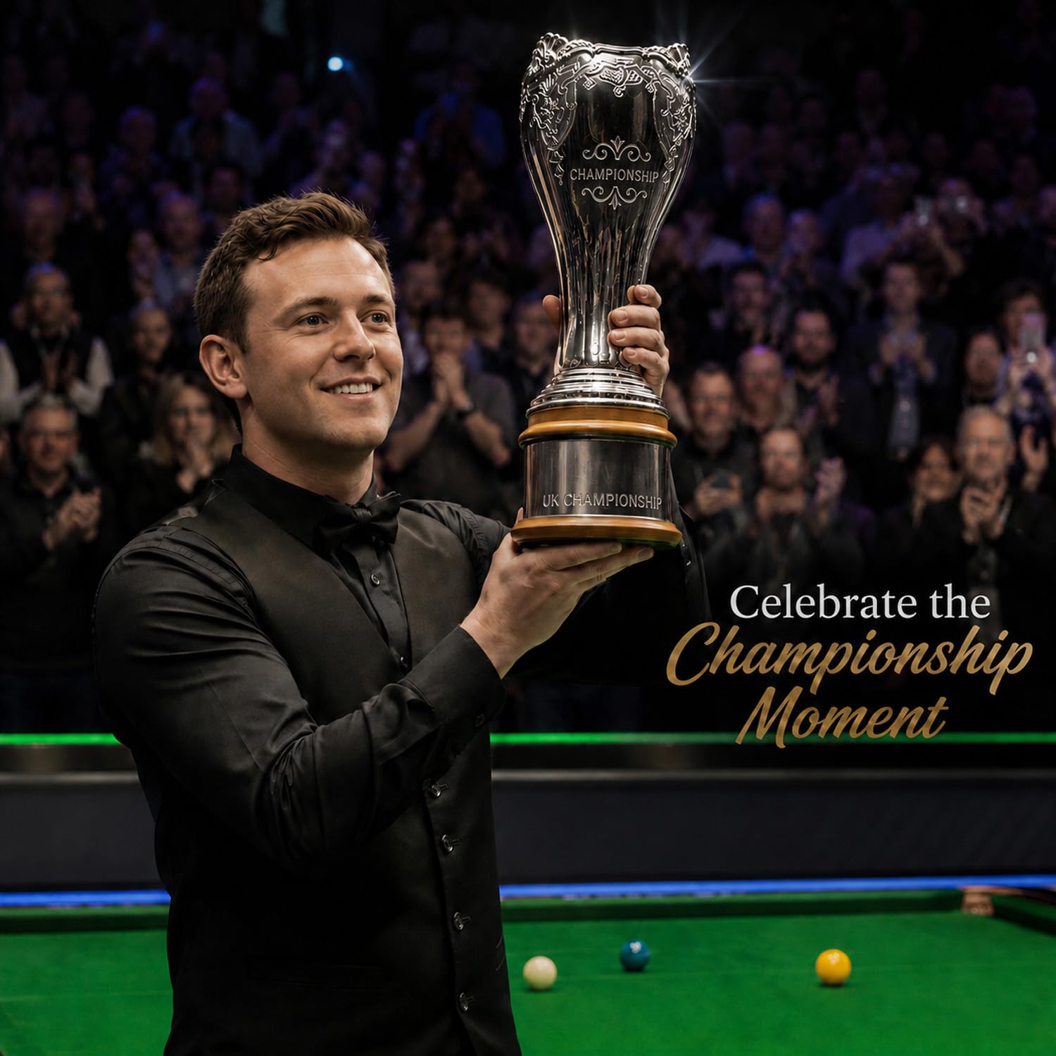 Snooker UK Meisterschaft Trophäe Replica, Billard Sieder Pokal | 40 cm Silberharz Champion, Sportmemorabilia Sammlerstück, Deko für Schreibtisch und Regal, Geschenk für Fans