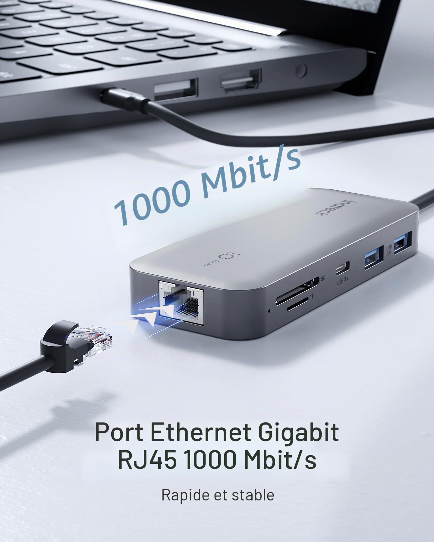 Inateck Hub USB C 10 en 1, Adaptateur USB 3.2 C Double Moniteur ver HDMI 4K, USB C 4K Vidéo+Données, 100W PD, 2*10Gbps USB C, 2*USB3.0 A, RJ45, Lecteur de SD/TF, Câble 50cm, Pour Windows, Linux, MacOS