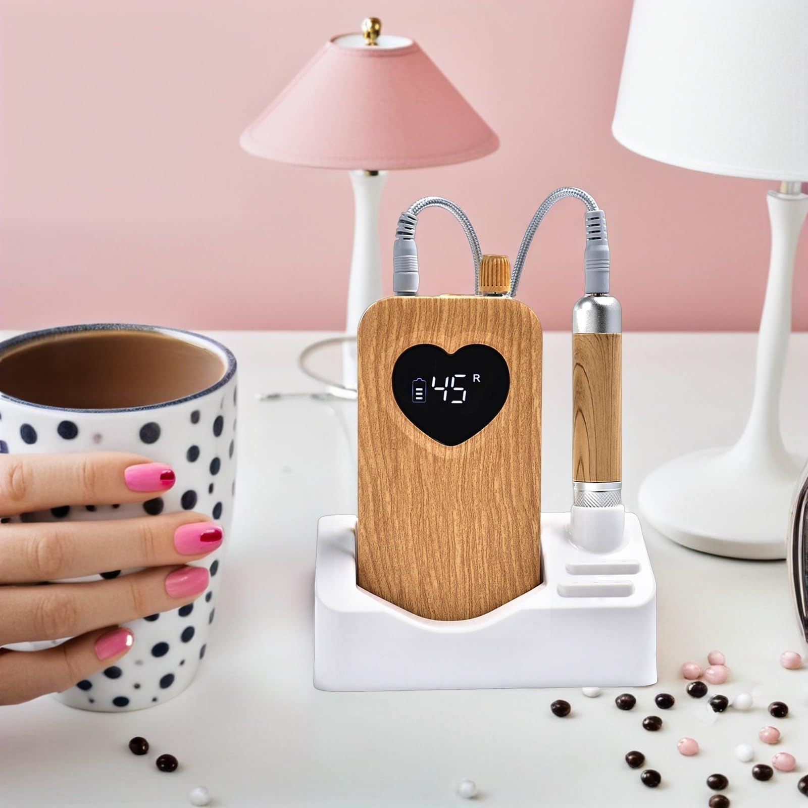 Taladro Eléctrico de Uñas Recargable de 45000 Rpm, Portátil