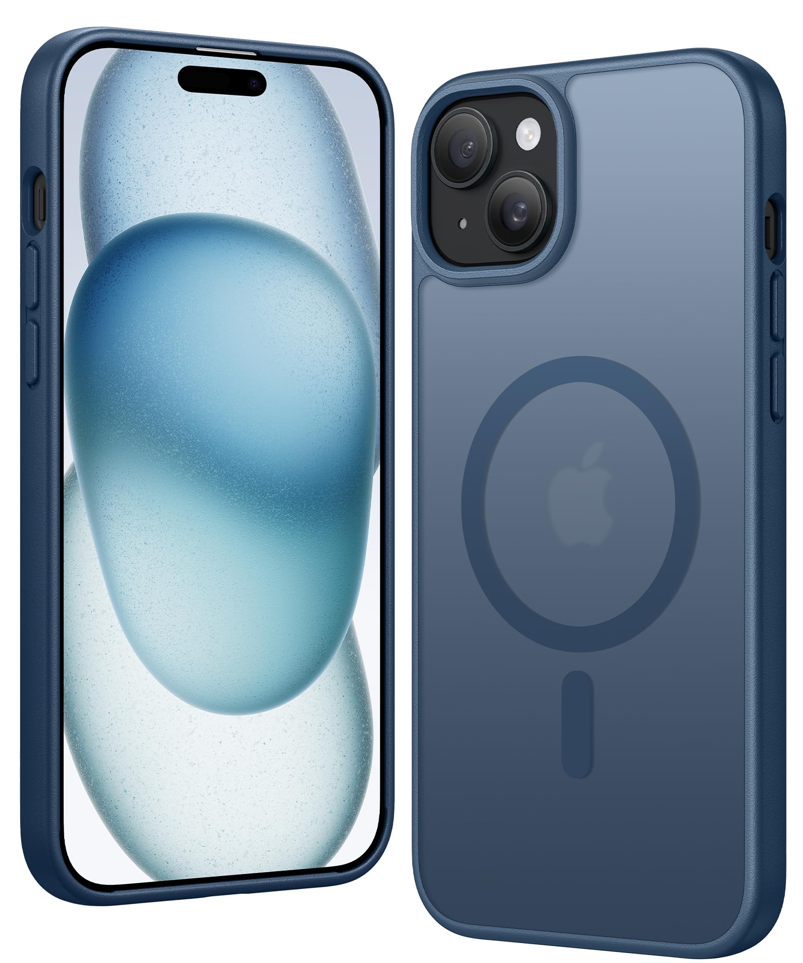 FNTCASE for iPhone 15 Plus Case Matte Magnetic with Screen Protector | Compatible with Magsafe Phone Cases, Slim, Anti Yellowing, Rugged Shockproof Protective, Translucent Cell Phone Cover
