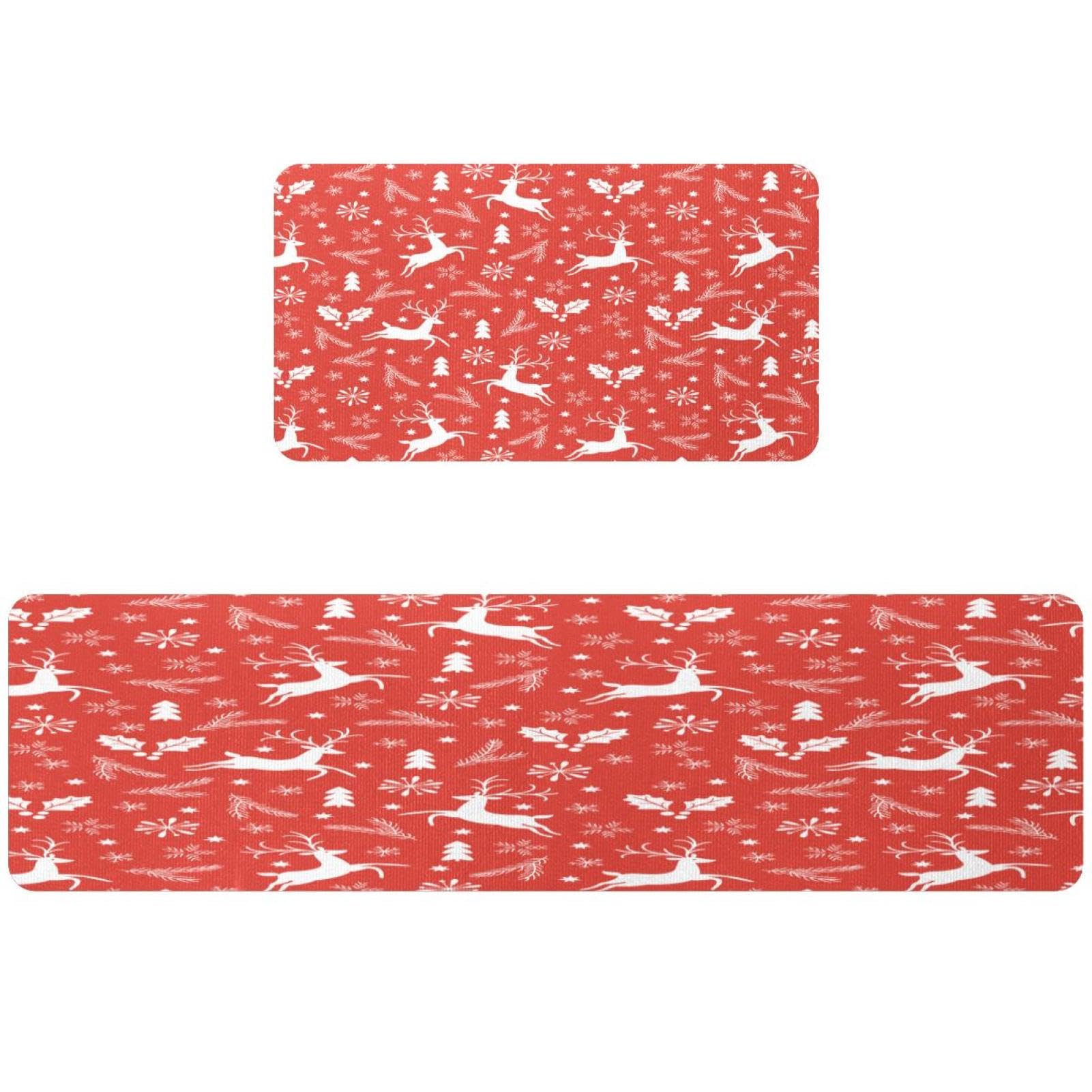 Alfombrillas de cocina para evitar resbalones con diseño de reno de Navidad set