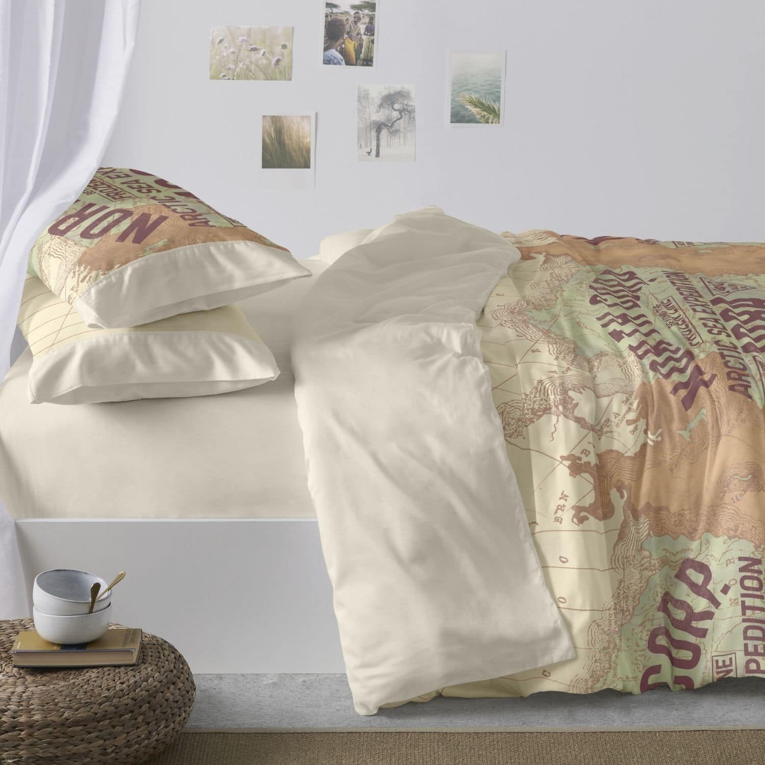 Housse de couette 160x200 imprimée Burrito Blanco pour lit double sans glissement