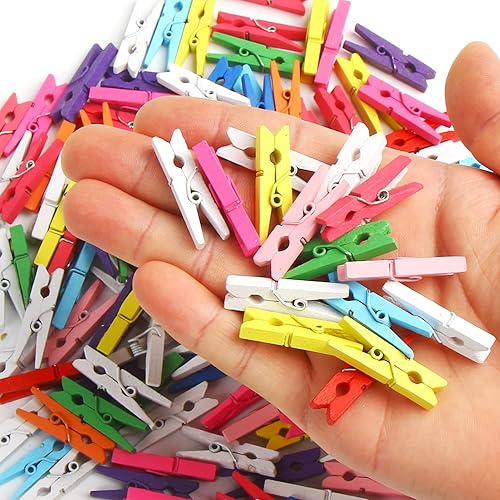 Miniatura 9 de KIMOBER 100 pinzas de madera para ropa, pinzas de colores mixtos para fotos, fotos, papel, manualidades, 1.37 pulgadas