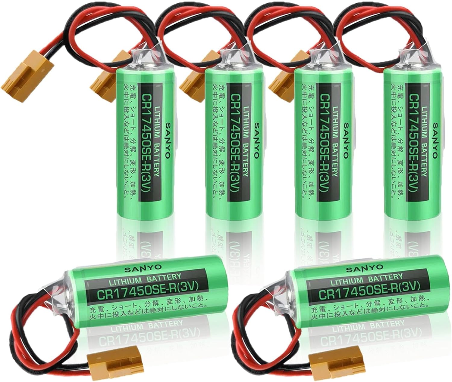 <- 6 pcs -> 3V 2500mah CR17450SE-R / A98L-0031-0012 PLC Battery with Plug for FANUC CNC System Non-Rechargeable