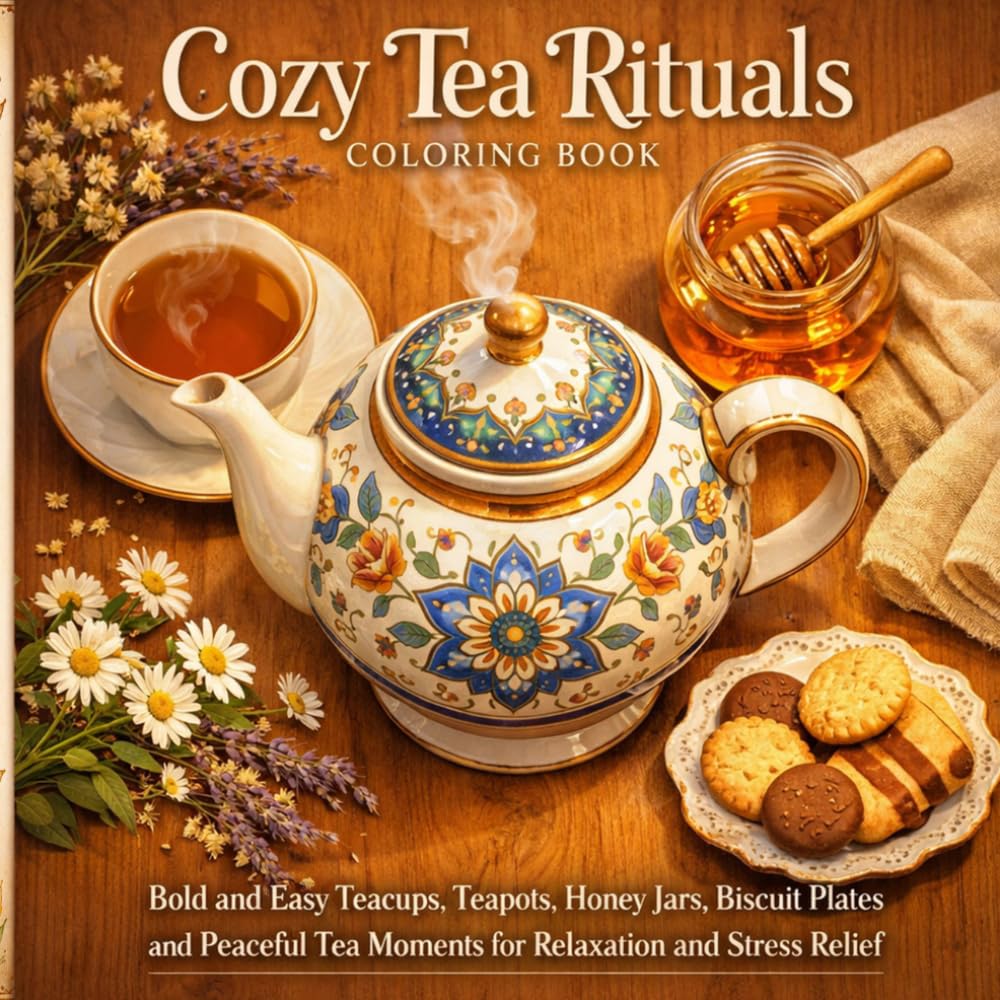 Cozy Tea Rituals Coloring Book: Bold and Easy Teacups, Teapots, Honey Jars, Biscuit Plates and Peaceful Tea Moments for Relaxation and Stress Relief (Cozy Line Studio Collection)