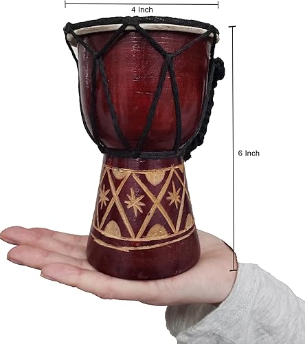 Miniatura 10 de Djembe Drum Carved Bongo música de inspiración africana también una idea única para regalar. Carver Abstract Elephant Giraffe Turtle.