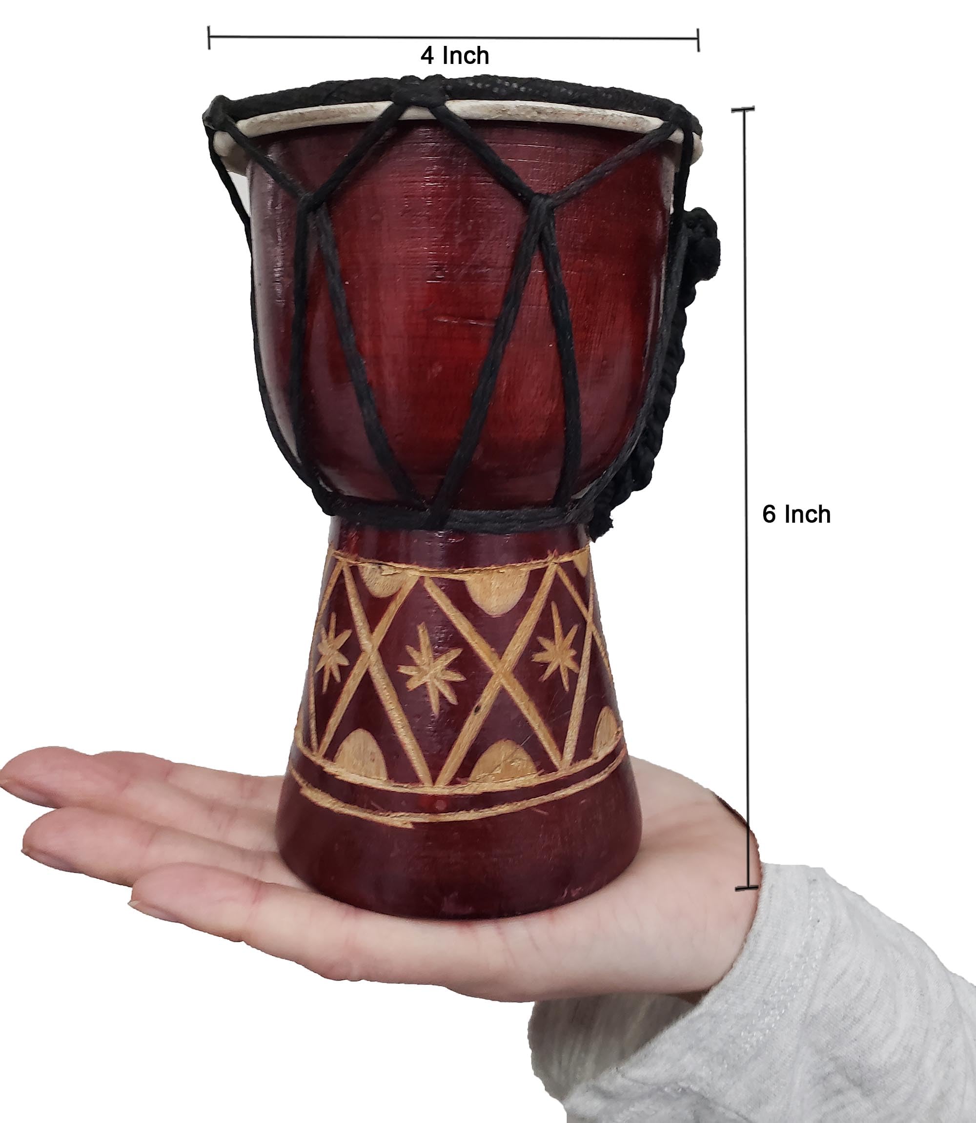 Djembe Drum Carved Bongo African inspired music also a unique gifting idea. Carver Abstract Elephant Giraffe Turtle. (6 Inch, Abstract)
