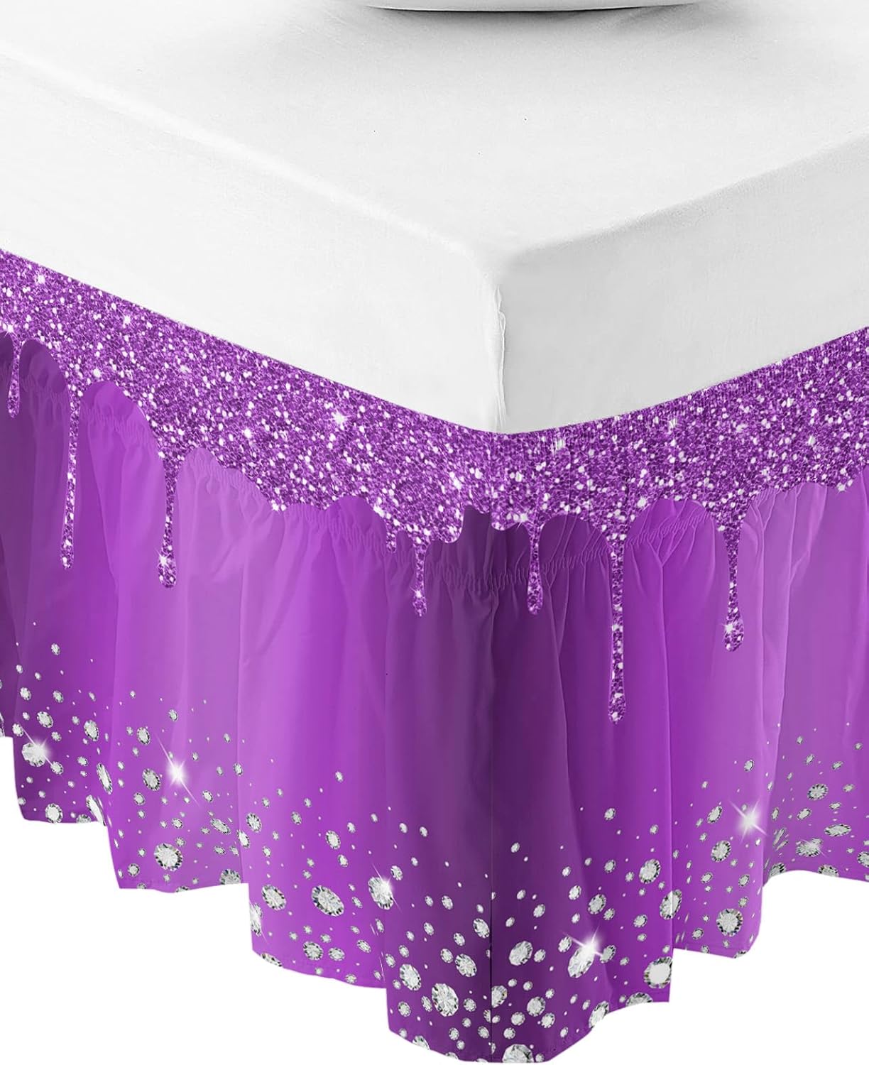 Bed Skirt King Size 18 Inch Drop, Purple Diamond Wrap