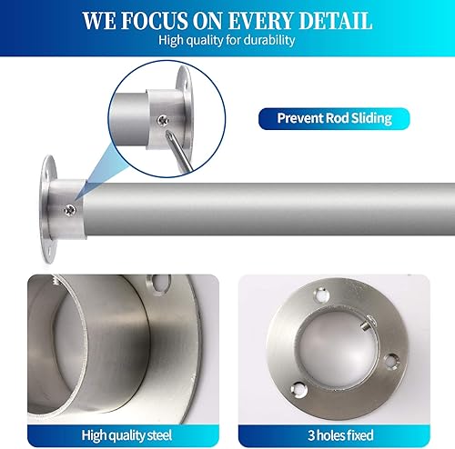 Miniatura 2 de Creatyi Soportes de barra de armario de acero inoxidable resistente de 1-12 pulgadas, soporte de barra de ducha para armario, soportes de barra de