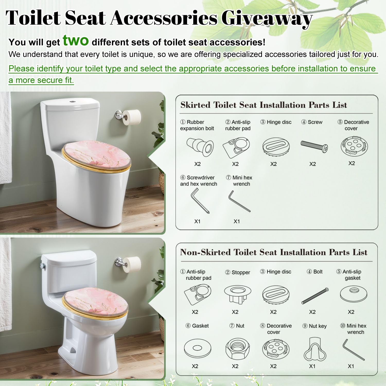 Sedile WC Allungato con Copriwater Dal Design Floreale Astratto, Rosa Cipria E Oro, Facile Da Installare, Chiusura Silenziosa, Cerniere A Sgancio Rapido, Elemento Decorativo per Il Bagno.
