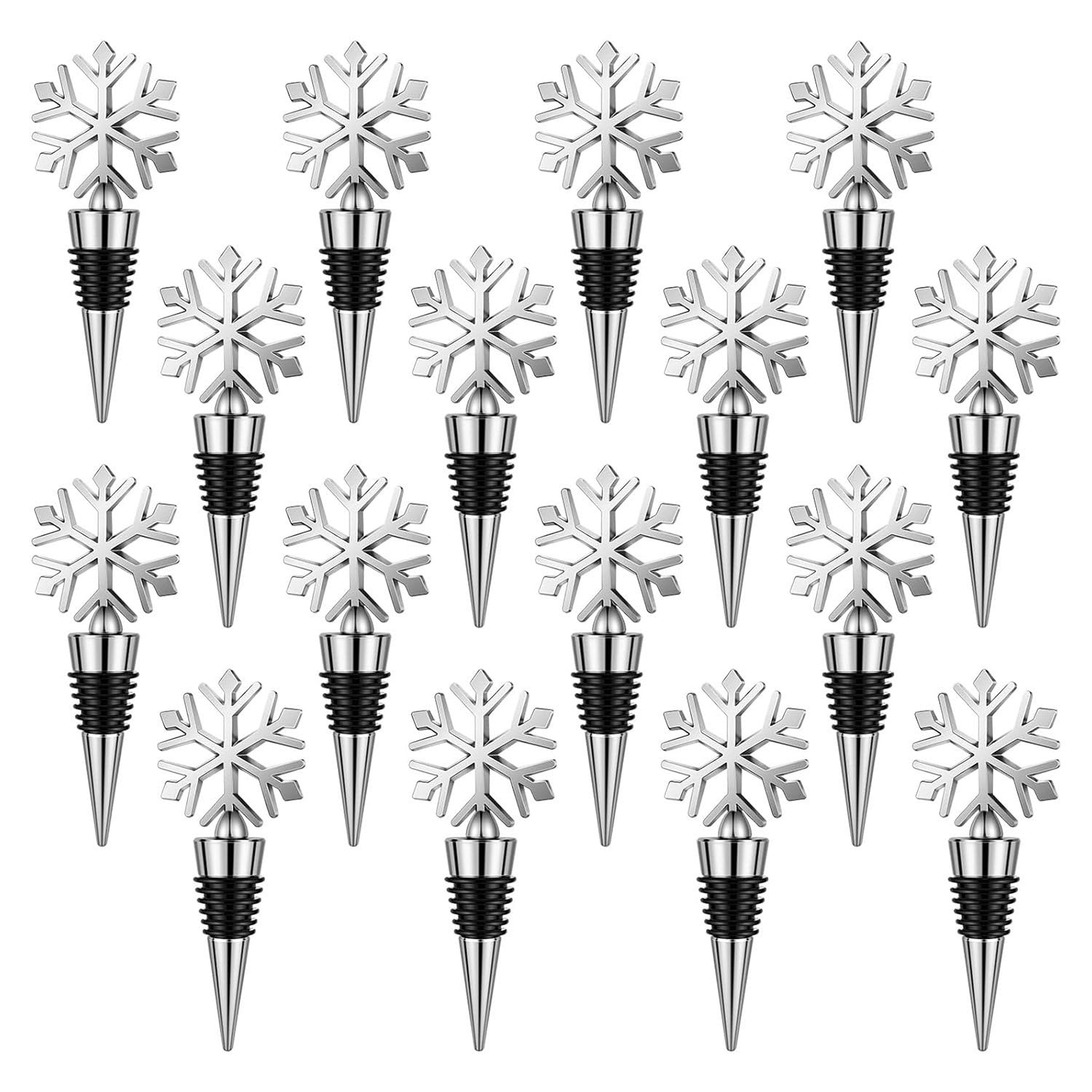 16 Bouchons de bouteille de vin flocon de neige pour conservation hermétique