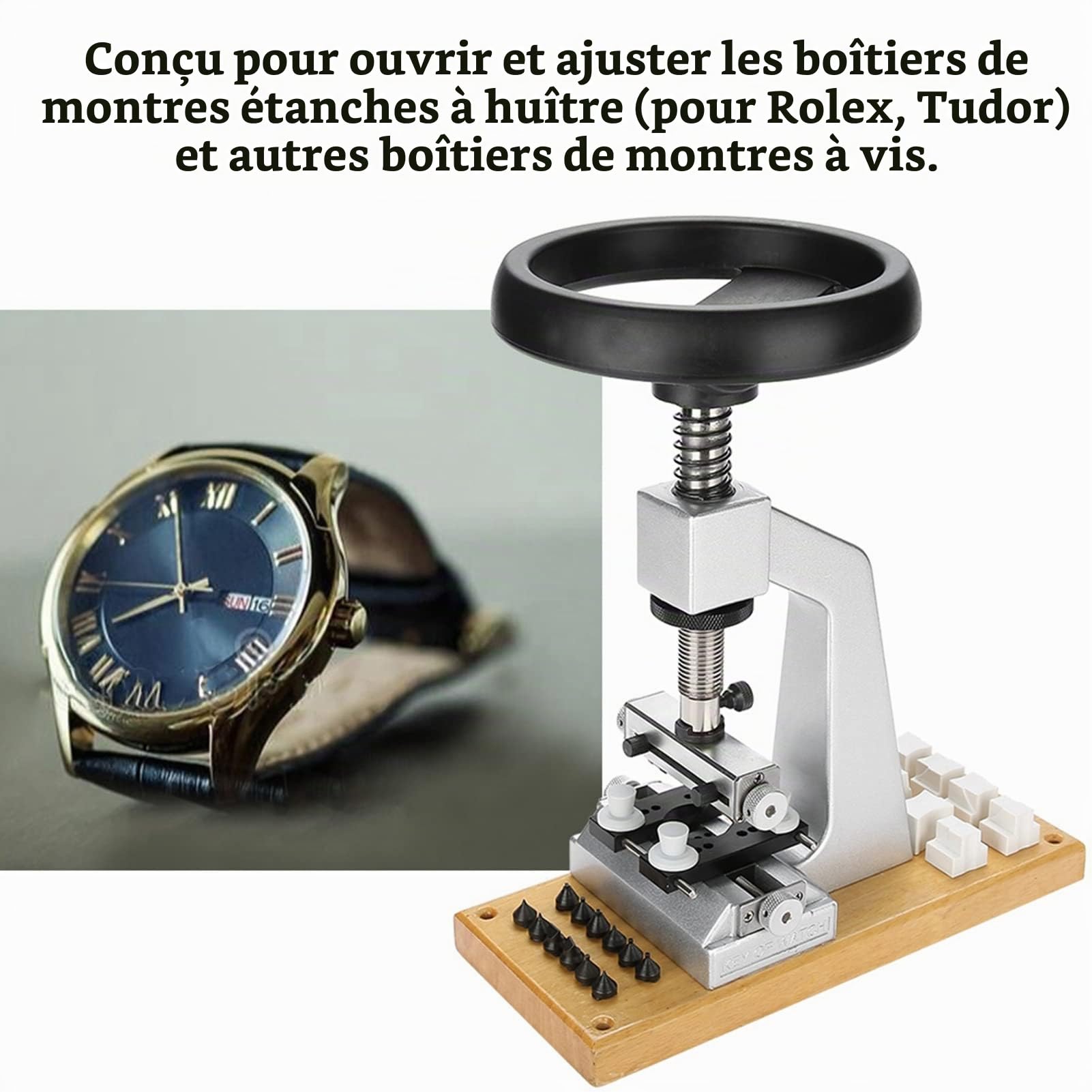 5700 ouvreur de boîtier de montre, ouvreur arrière à outil de montre-bracelet avec 6 matrices pour