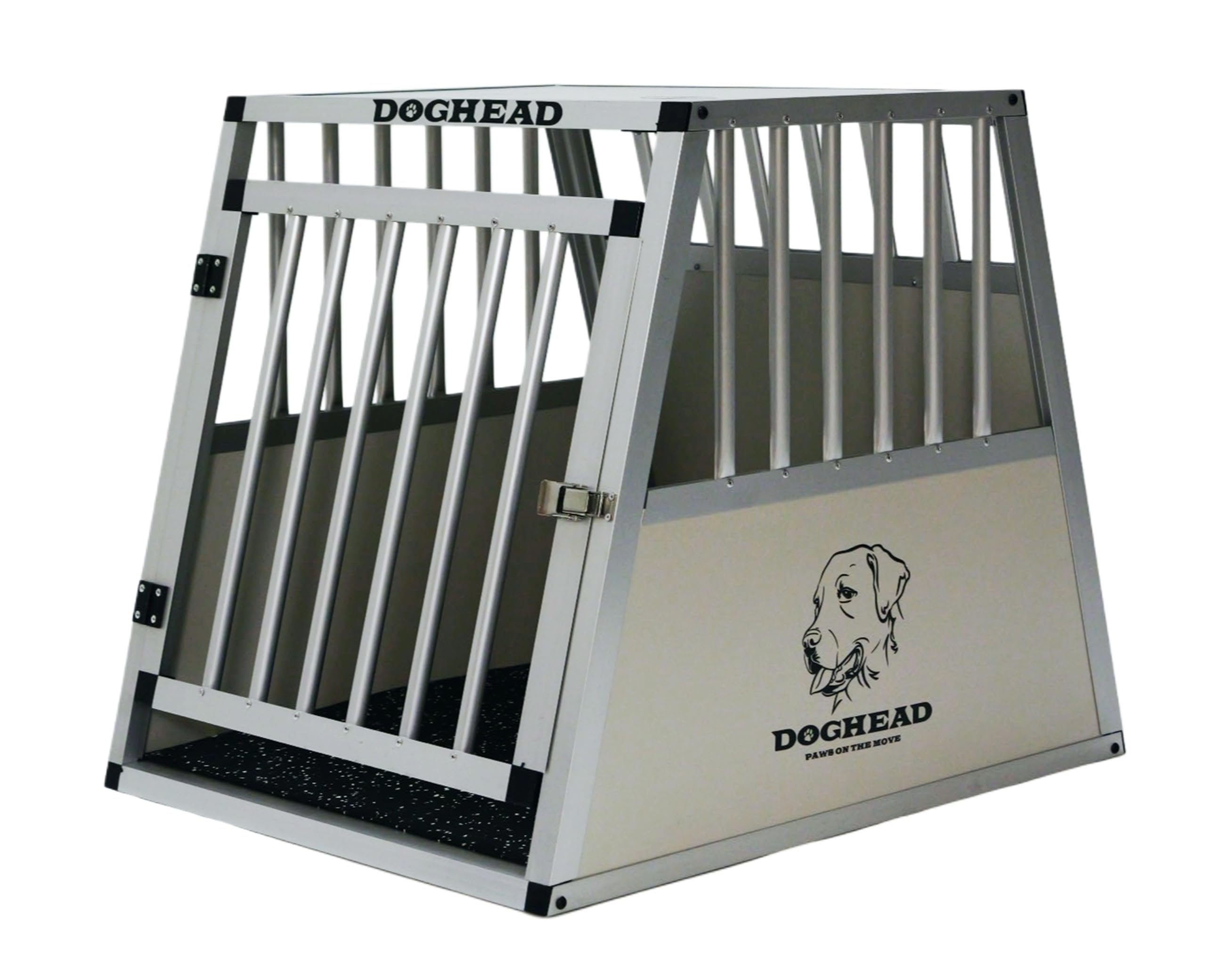 DOGHEAD Hundetransportbox Comfort, Single 60x75x63 cm, Grau/Silber, Aluminium, Beidseitig Abgeschrägt 75°