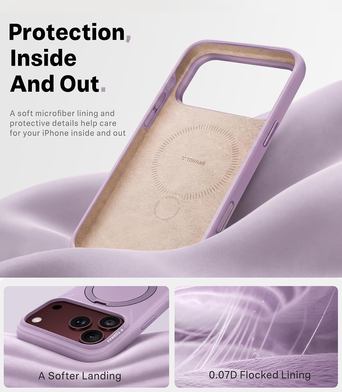  Q3 Silicone for iPhone 18 Pro Max Case 360 Magnetic Stand Purple thumbnail