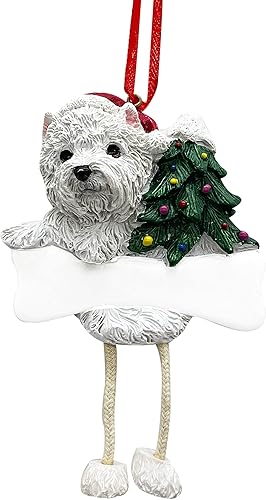 Westie - Adorno de cachorro con patas colgantes únicas pintadas a mano y fácilmente personalizadas, adorno de Navidad