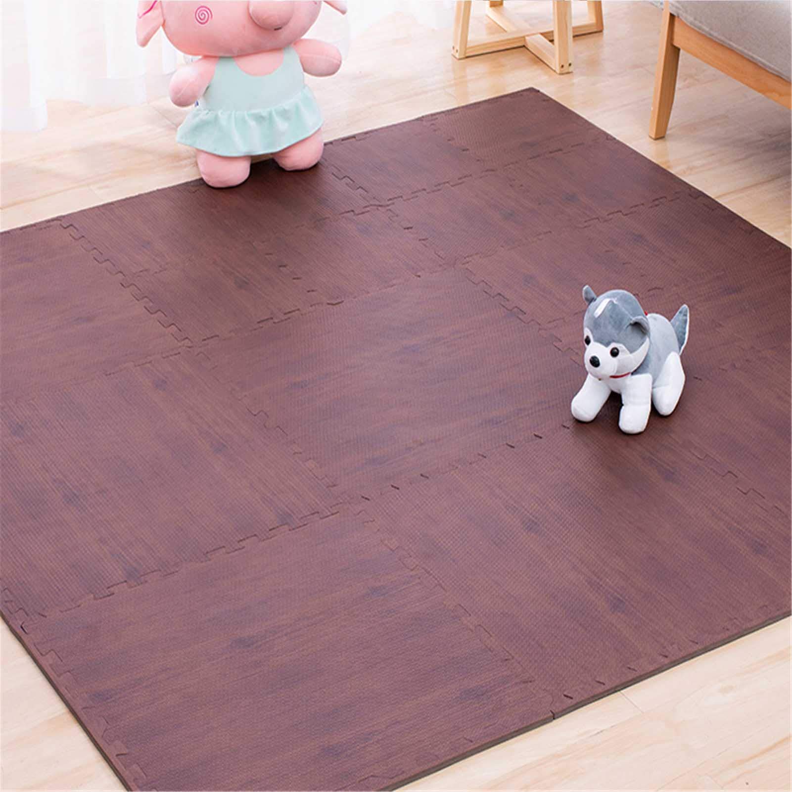 Tappetini da Gioco Morbidi per Bambini, Tappetino da Gioco in Schiuma Ad Incastro per Bambini - Perfetto per La Protezione del Pavimento, Garage, Esercizio, Yoga, Sala Giochi,Marrone,10