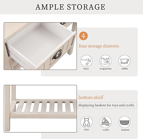 Miniatura 53 de Merax Mesa consola clásica de madera para entrada, pasillo, aparador con cajones de almacenamiento y estante inferior (azul marino) azul marino