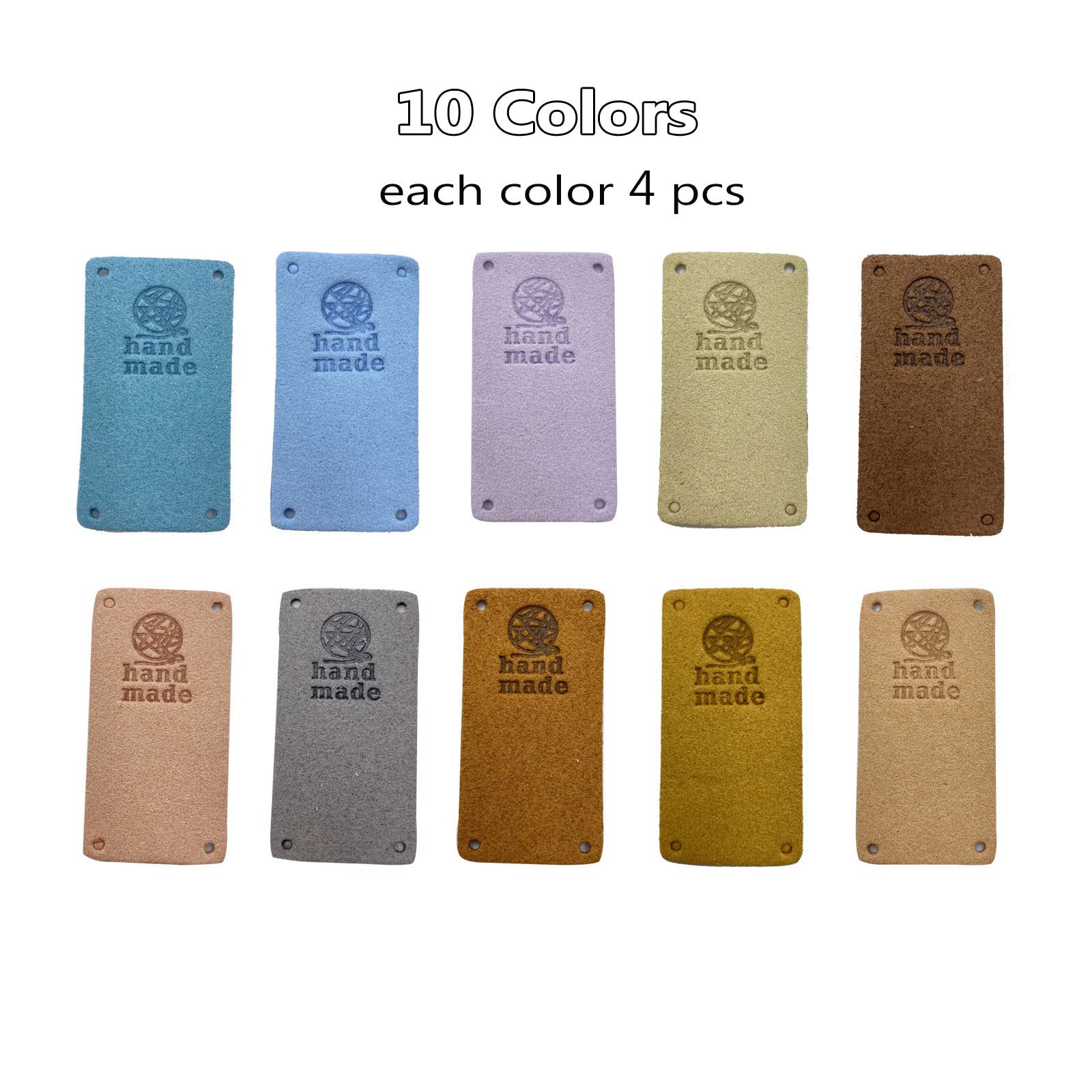 WiYould 40 Pcs PU Leather Label Faux Leather Handmade Sew on Tag Label Handmade Embossed Tag Embellishment Crochet Knit DIY Jeans Bags Shoes Hat Apparel Accessories(Yarnball 10C-R) - Image 2