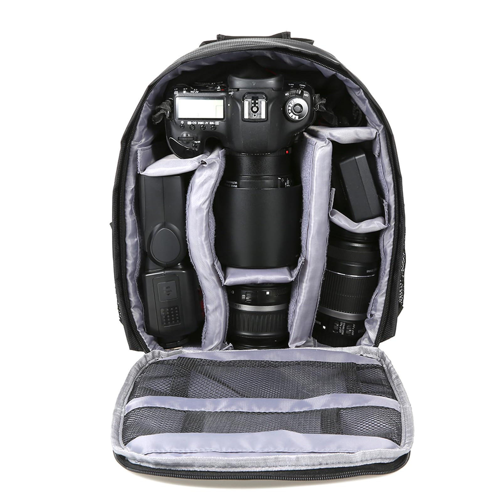 Wakects Zaino Fotografico per Fotocamera DSLR, Grande Capacità, Impermeabile, Grigio