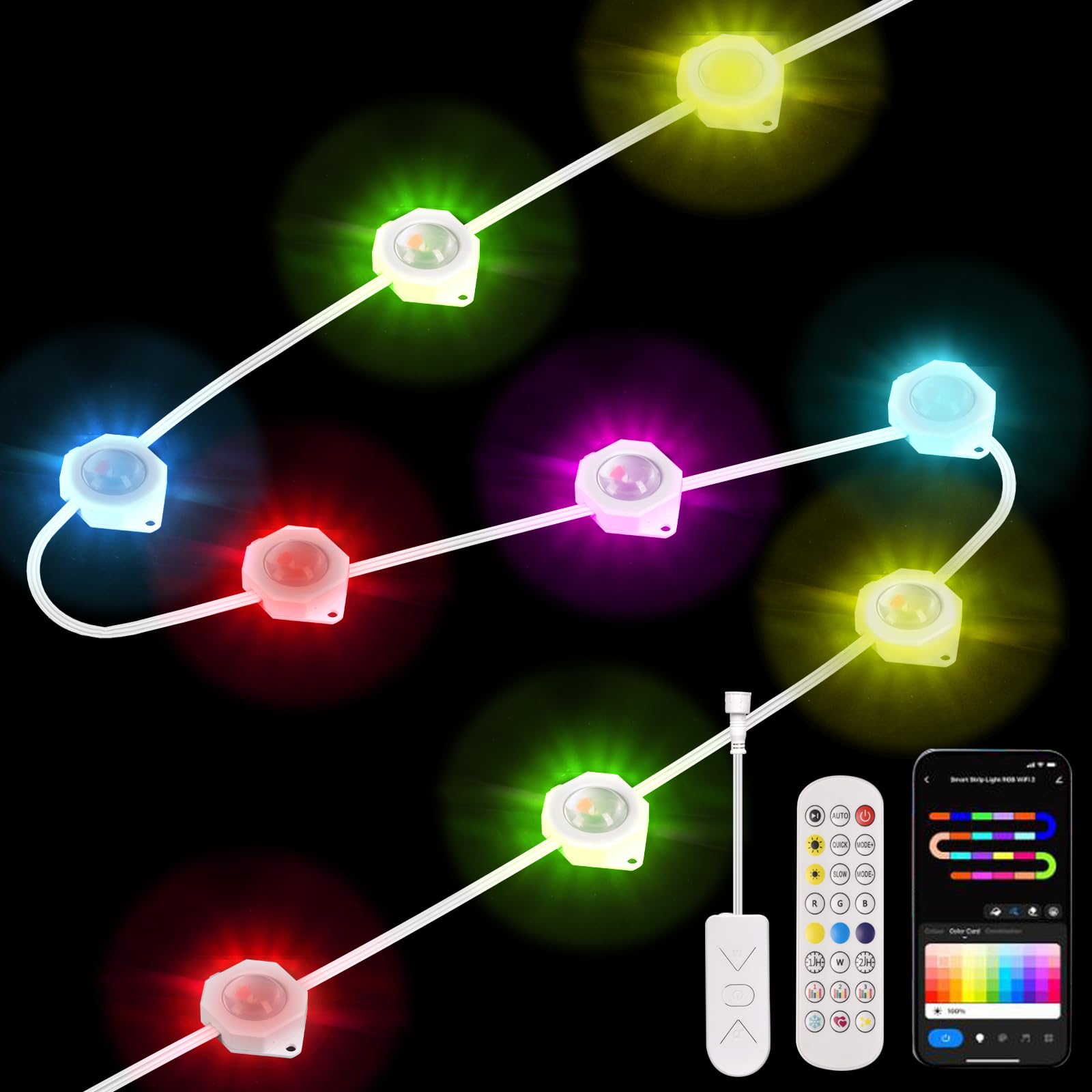 Luci Permanenti Per Esterni Smart RGB 30,5 M - 36 LED, IP67, Compatibili Alexa E Google, Per Grondaie E Tetti, 2200K Warm White