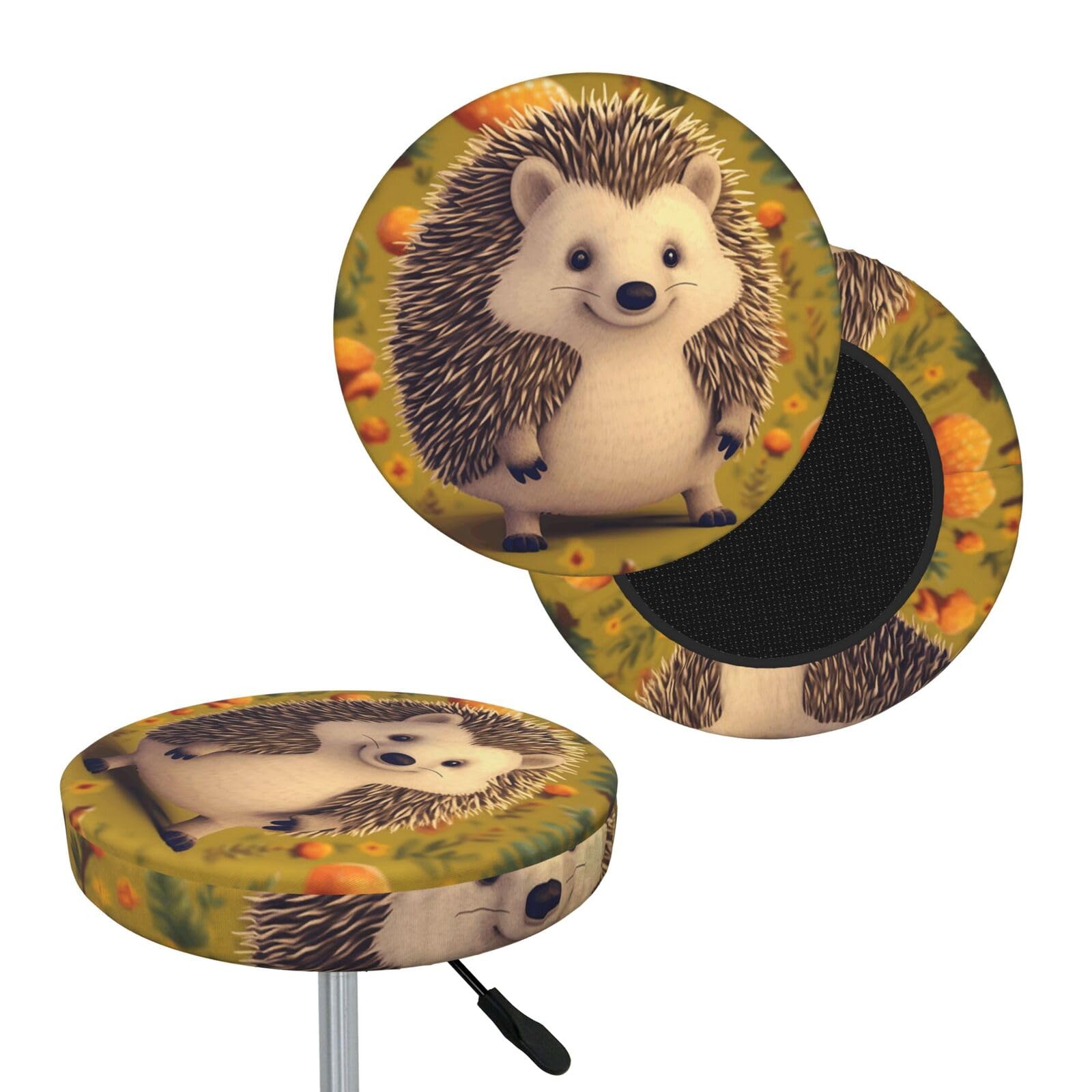 FodPand Hedgehog Bar Stool Cover Round Elastic Stool Cushion Covers Washable Bar Stool Chair Slipcover Stretch Stool Seat Covers for 12-14 Inch Chair