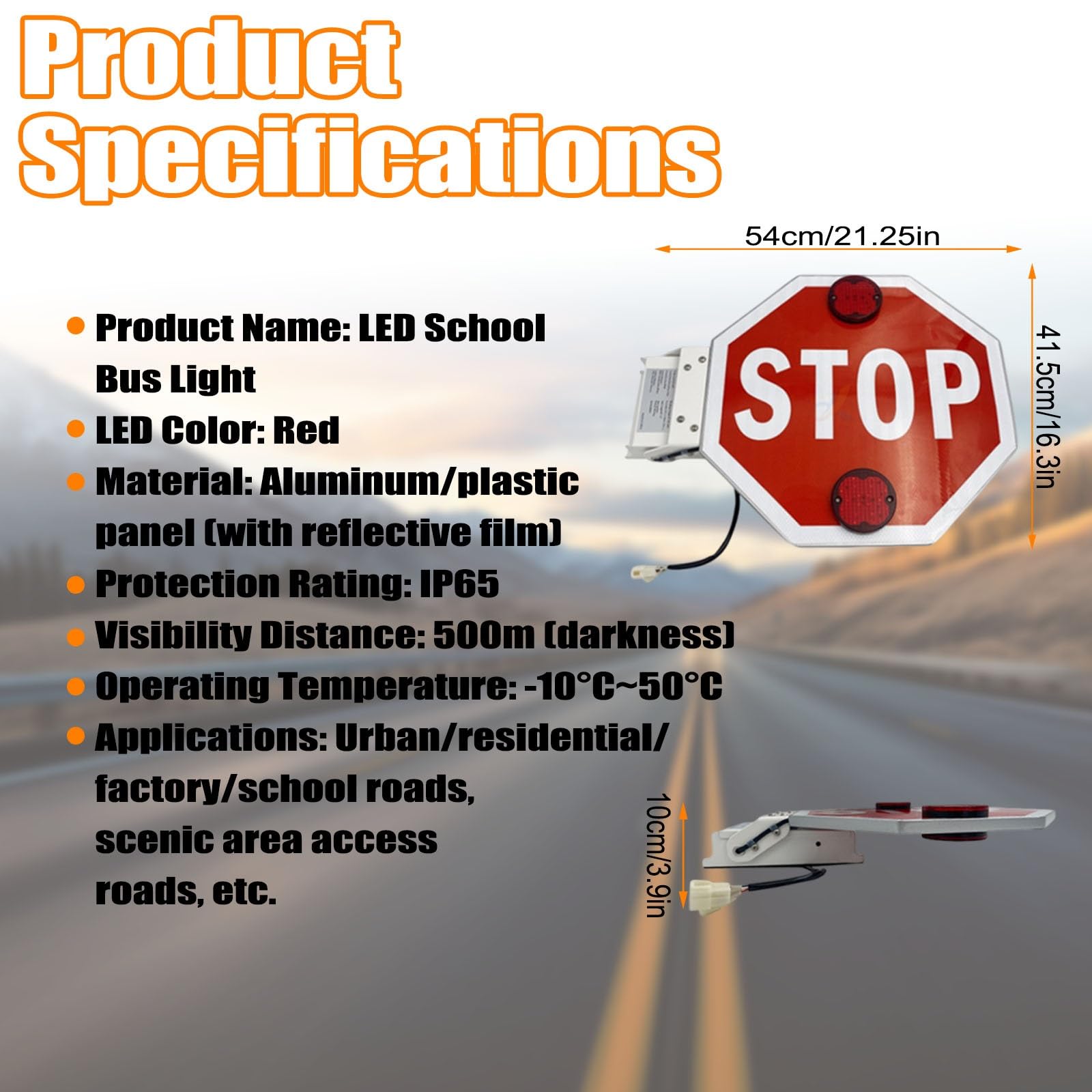 Brazo Stop Eléctrico Para Autobús Escolar Señal LED De Stop Para Autobús Escolar Señal Intermitente Con LED Alta Visibilidad Cartel Seguridad Estudiantes(24V)