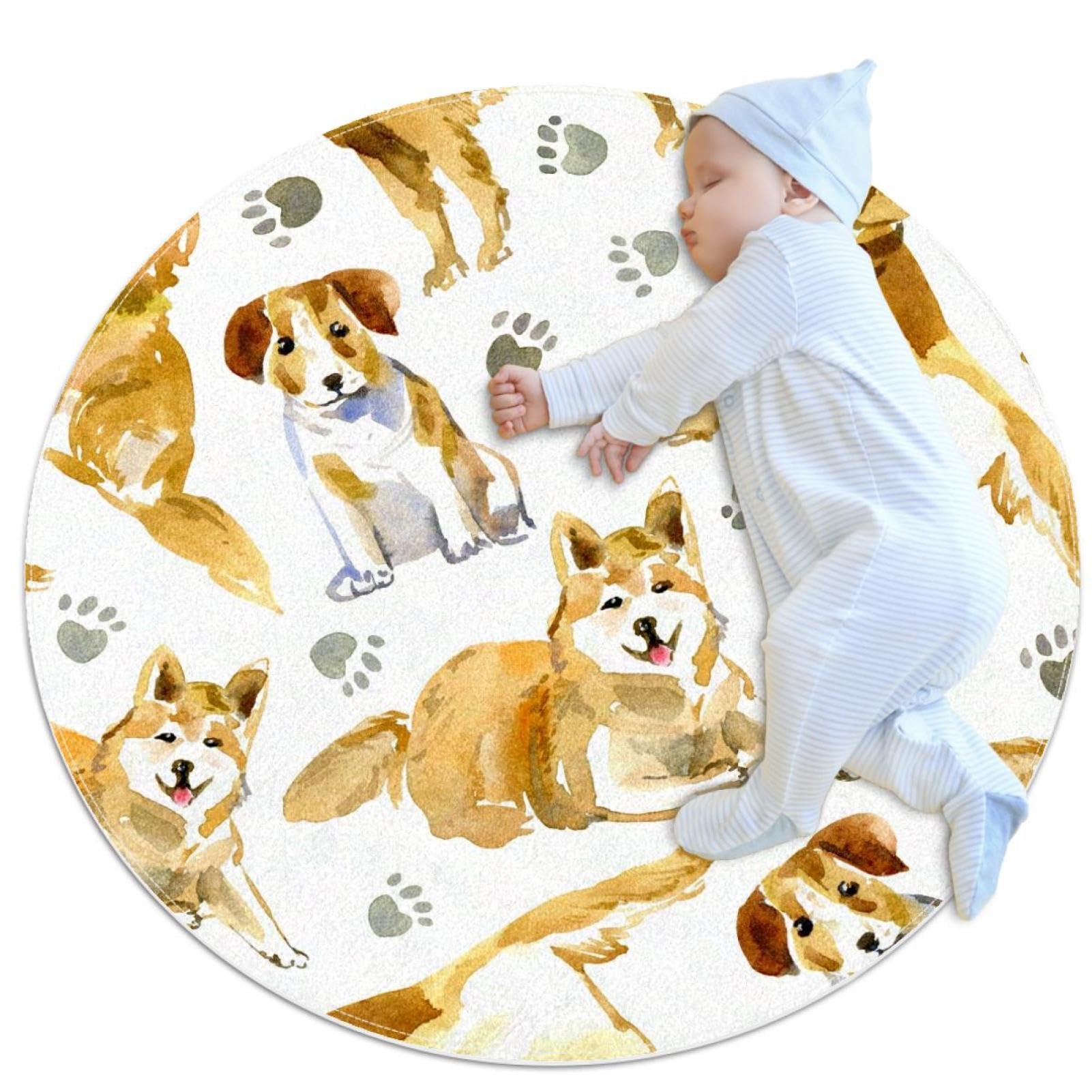 Tapis de salle de bain anti-glisse rond motif Terrier pour sécuriser la chambre