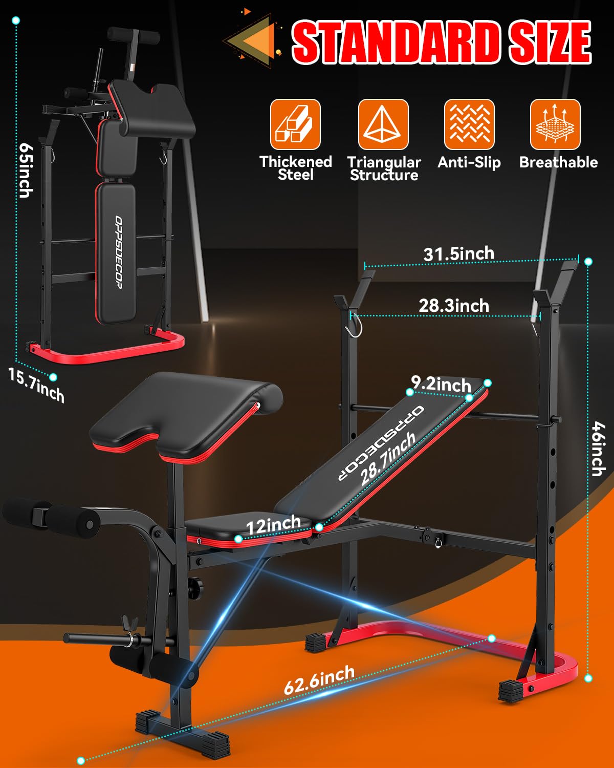 6 in 1 Weight Bench Set with Leg Extension and Leg Curl, 660 LBS Adjustable Bench Press Set with Preacher Curl Pad, Foldable Workout Bench for Home Gym, Strength Training for Teens/Adults