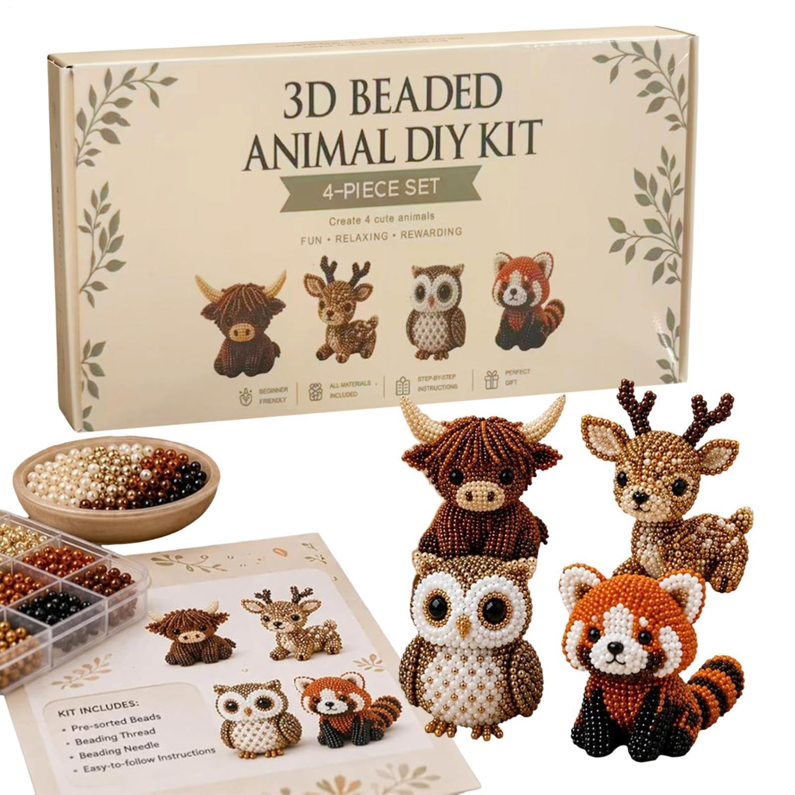 Set de Animales con Abalorios, Kit de Animales con Cuentas, Paquete 8 pequeños Kits Bordado 3D, Juego Manualidades Hecho a Mano y pájaros en(B)