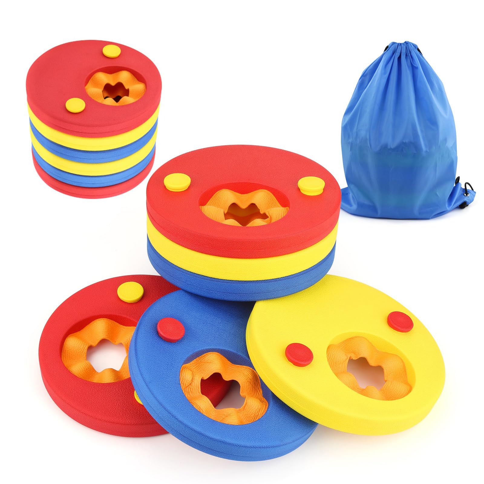 Luchild 6 Pcs Manguitos Piscina y Bolsa de Almacenamiento- Discos Natación, Manguitos Niño-Discos Flotadores Niños Manguitos Evolutivos Flotador Bebe Natación de Infantil de Piscina para Entrenamiento