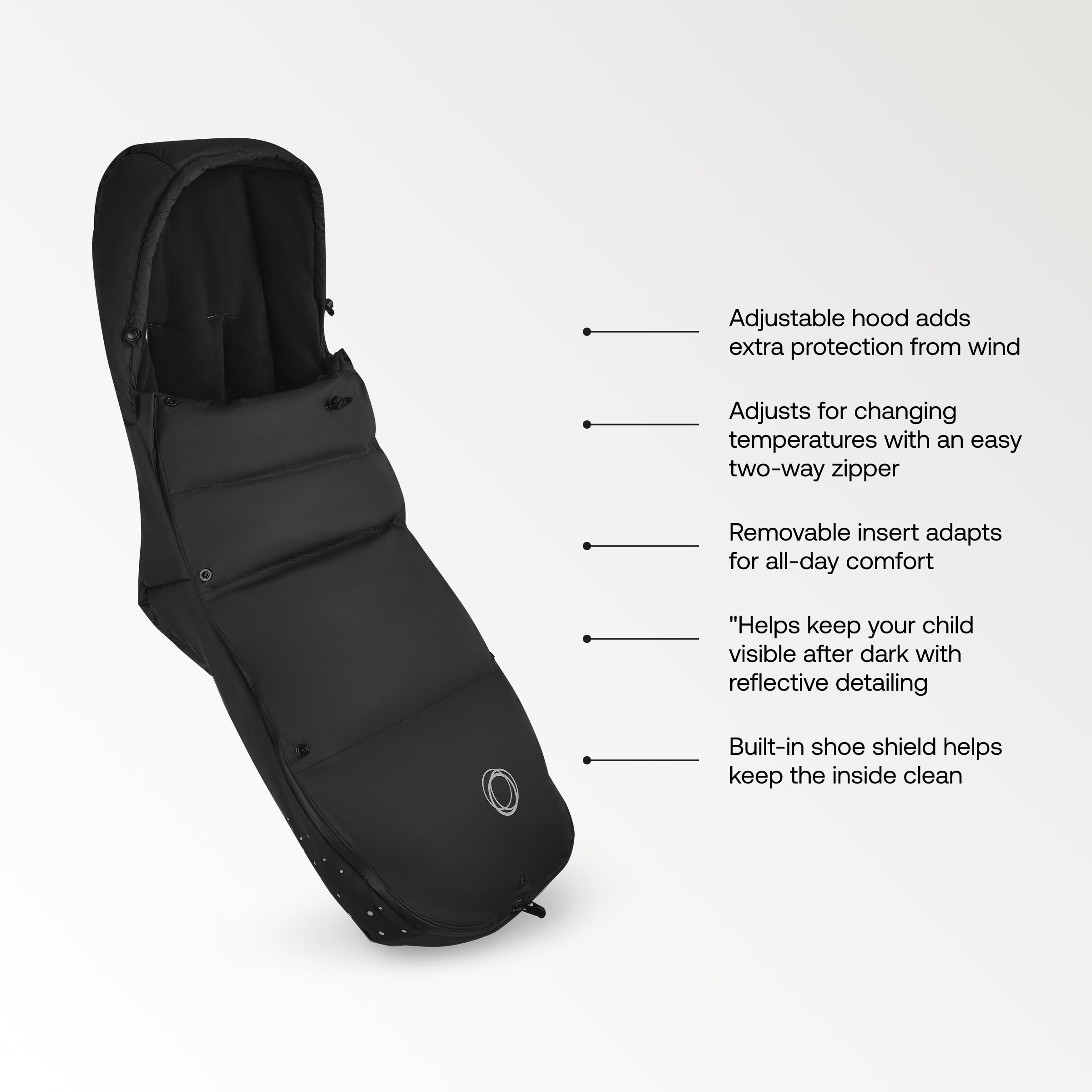 Bugaboo Performance Winter Footmuff with THERMOLITE® Insulation – Warm, Water-Repellent Stroller Footmuff with Removable Insert, Adjustable Hood & Reflective Elements – Compatible with All Bugaboo Strollers - Deep Indigo