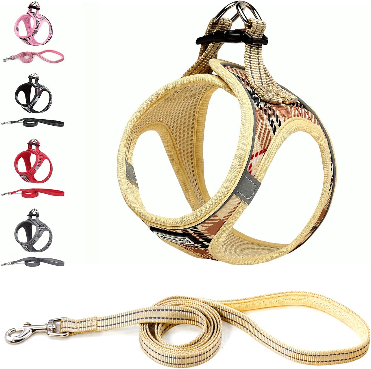 Suredoo Dog Harness and Lead Set, Stepin Breathable Reflective Puppy Cat Dog Vest Harnesses for