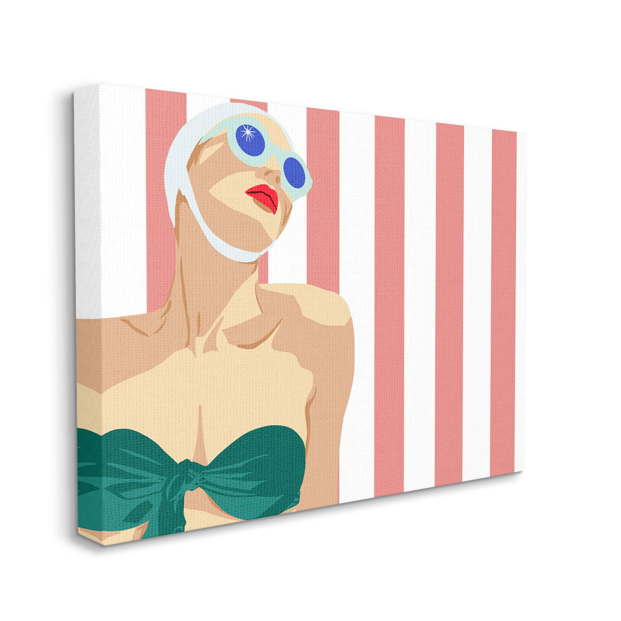 Stupell Industries Pop Vintage Female Swimsuit Bold Red Stripes, Design by Jen Bucheli Canvas Wall Art, 30 x 40, Multi-Color
