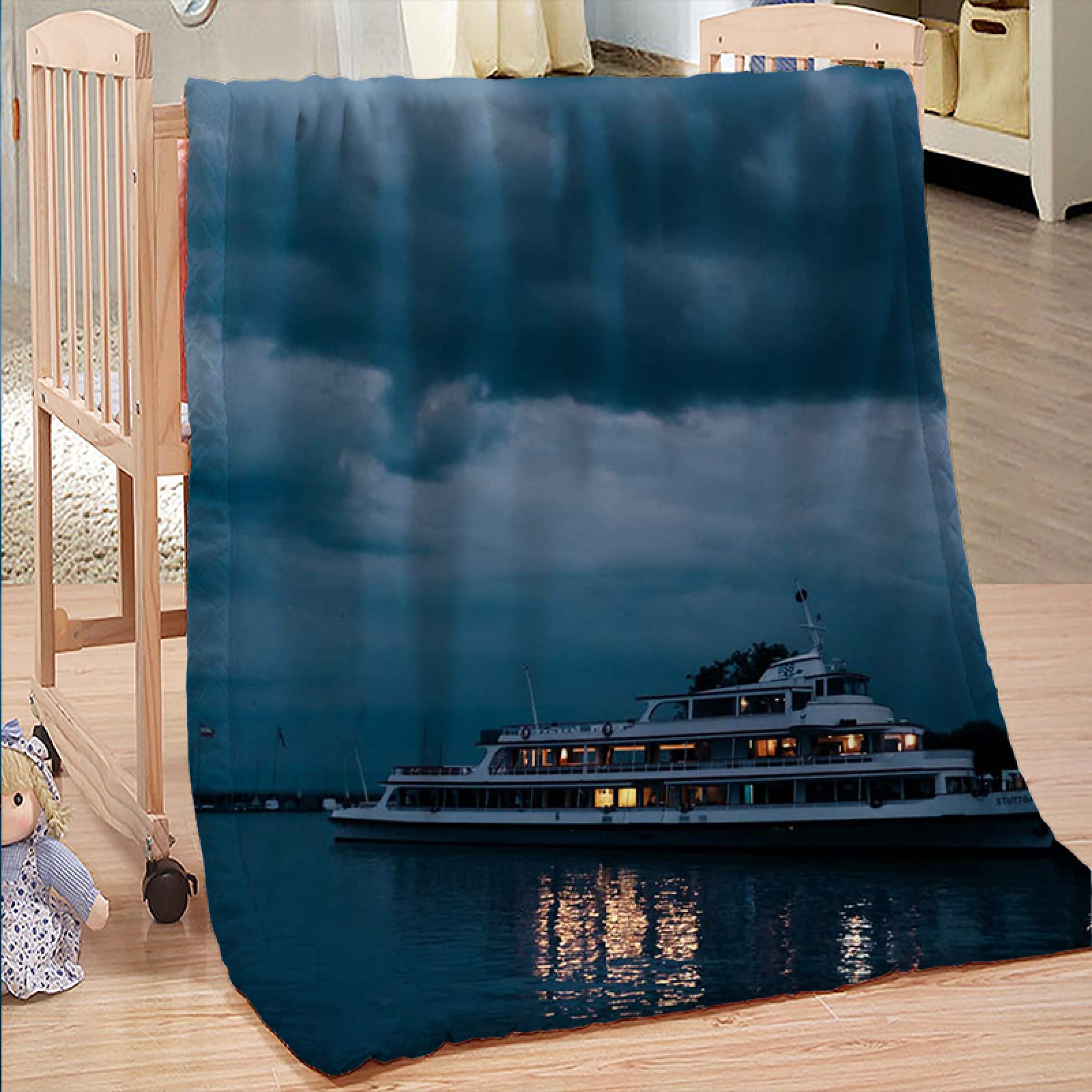 Couverture câlin polyvalente enfants le cadeau de naissance idéal en polaire gris ciel