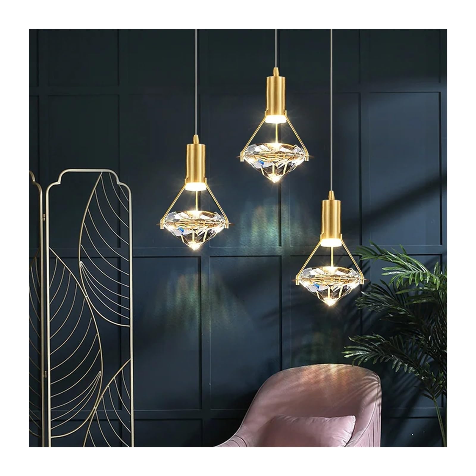 ASerZenith Chandelier, Bedroom Bedside Small Chandelier Long Line Modern Simple Postmodern Restaurant Bar Nordic Luxury Crystal,3