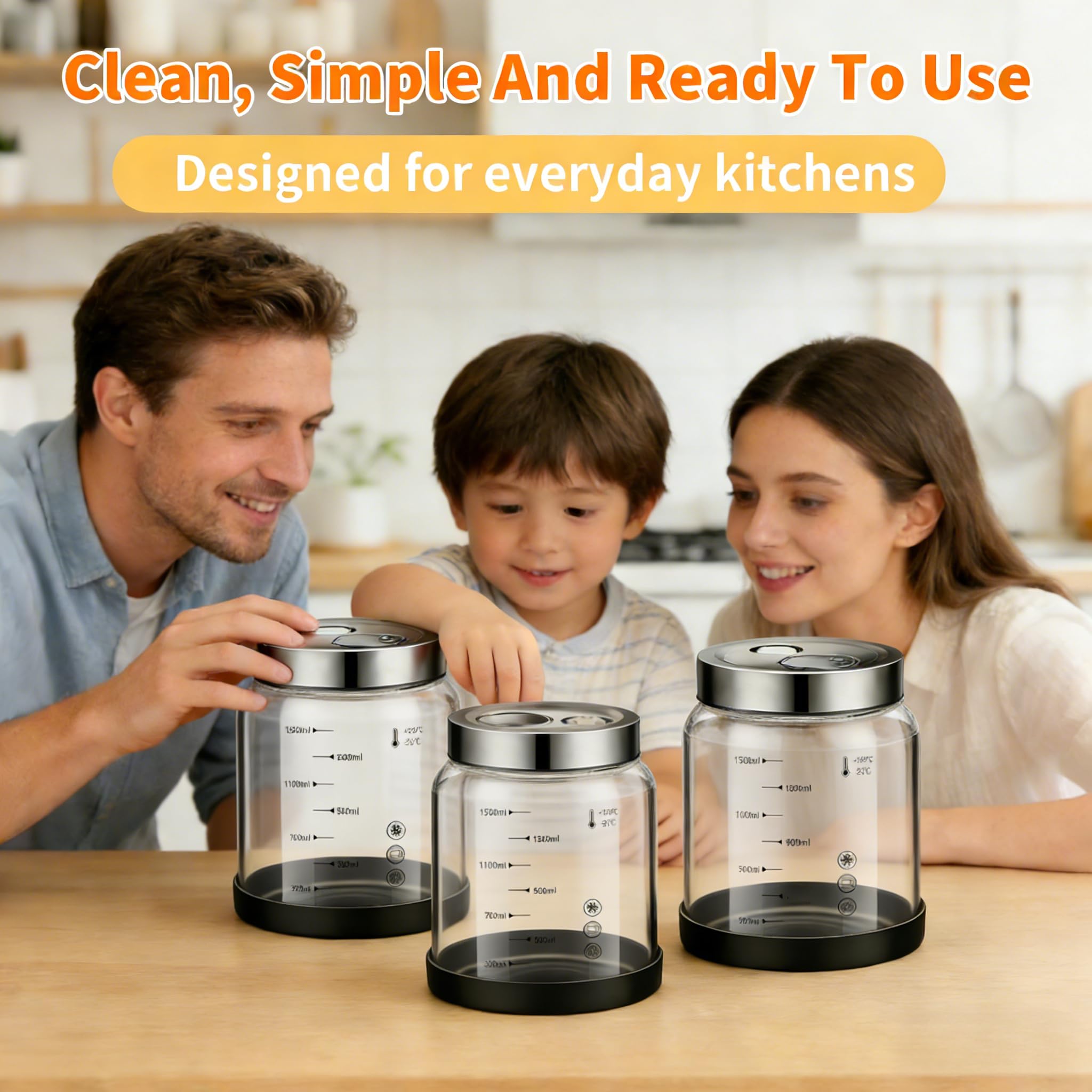 2 Stück x 1.5 L Bocal de Fermentation avec Couvercle: Kimchi Container avec Valve de Fermentation Pot Étanche pour Choucroute Légumes Kéfir et Pickles Maison