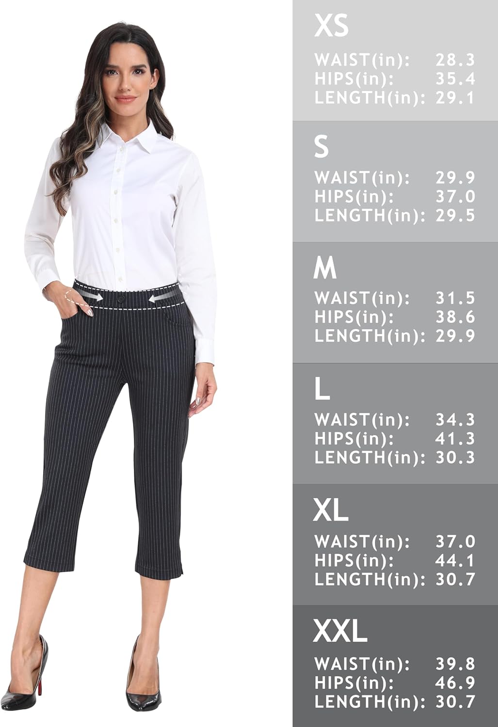 MoFiz Women's Capri Pants Summer Pull-On Stretch Straight Leg Golf Yoga & Business Casual Dressy Cropped Pants with Pockets - Image 7