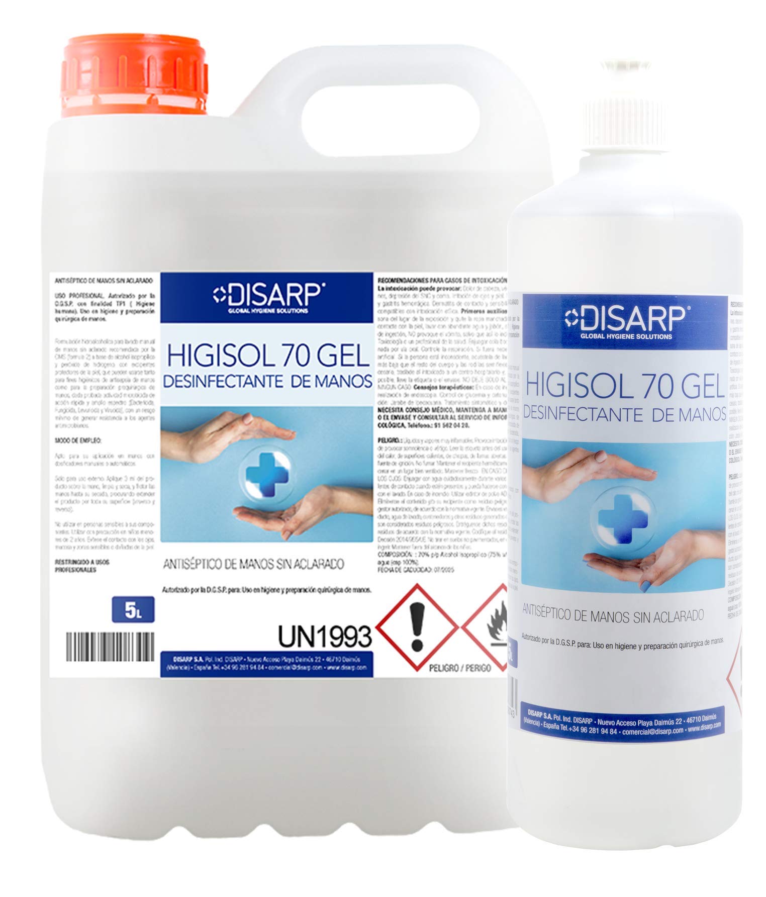 HIGISOL 70 GEL HIGIENIZANTE DE MANOS SIN ACLARADO ENVASE 5L