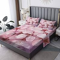 Vista 7 de Japanese Cherry Blossom Sheets California King Sheet Sets - Bed Sheets for Kids Boys Girls, Ink Painting Sheet Set with Deep Pocket Fitted Sheet