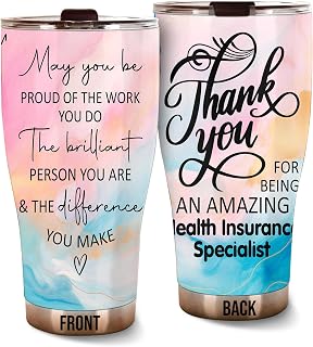 MEDROC Thank You Amazing Health Insurance Specialist Tumbler Stainless Steel 30oz, Appreciation Gifts for Coworkers, Employees & Staffs Women, Driking Coffee Cup For Teammates Birthday Christmas
