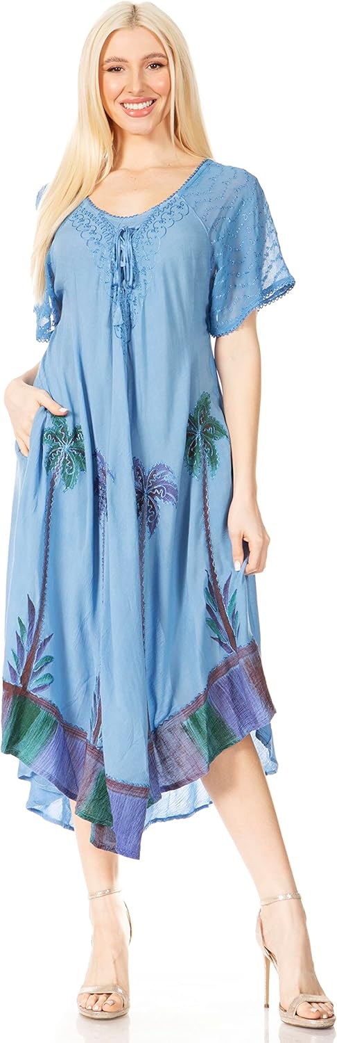 Sakkas Kai Palm Tree Caftan Tank Dress/Cover Up - Image 5