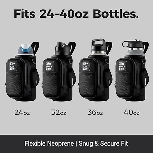 Miniatura 4 de Bolsa magnética para botella de agua con bolsillo para teléfono para 24, 32, 40 onzas, 5 imanes fuertes, de neopreno, correa cruzada ajustable, para