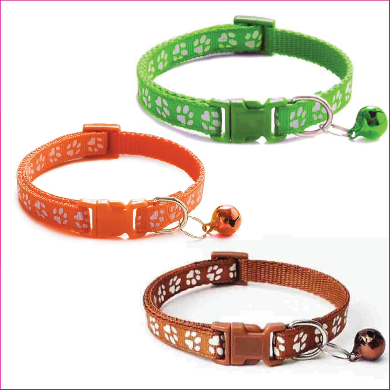 Litvibes Cat Collars Set of 3 with Bell,Kitten & Small Dogs Soft Adjustable Collar Safe,Solid & Protection Breakaway for Cats & Puppies,Cute Kitty with Paw Print-(Green,Orange,Brown) (B0D1CFDJ1N) Amazon Price History, Amazon Price Tracker