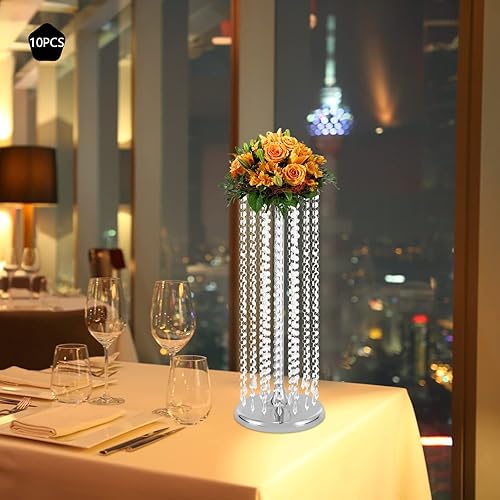 Miniatura 3 de 10 centros de mesa de boda de 23.6 pulgadas de alto, jarrones de cristal, soporte de flores de metal para decoración de mesas de fiesta, decoración