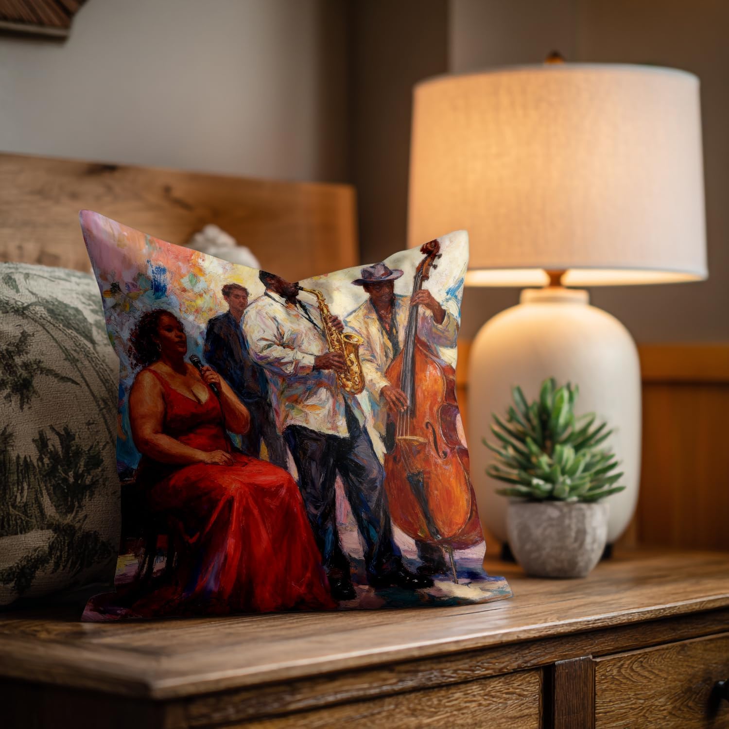 Shrahala Abstract Jazz Pillowcases, Singer Lumbar Pillow Cover Decorative Blended Double-Sided No Inserts for Bedroom Sofa Living Room Set of 2 (26 x 20 in)