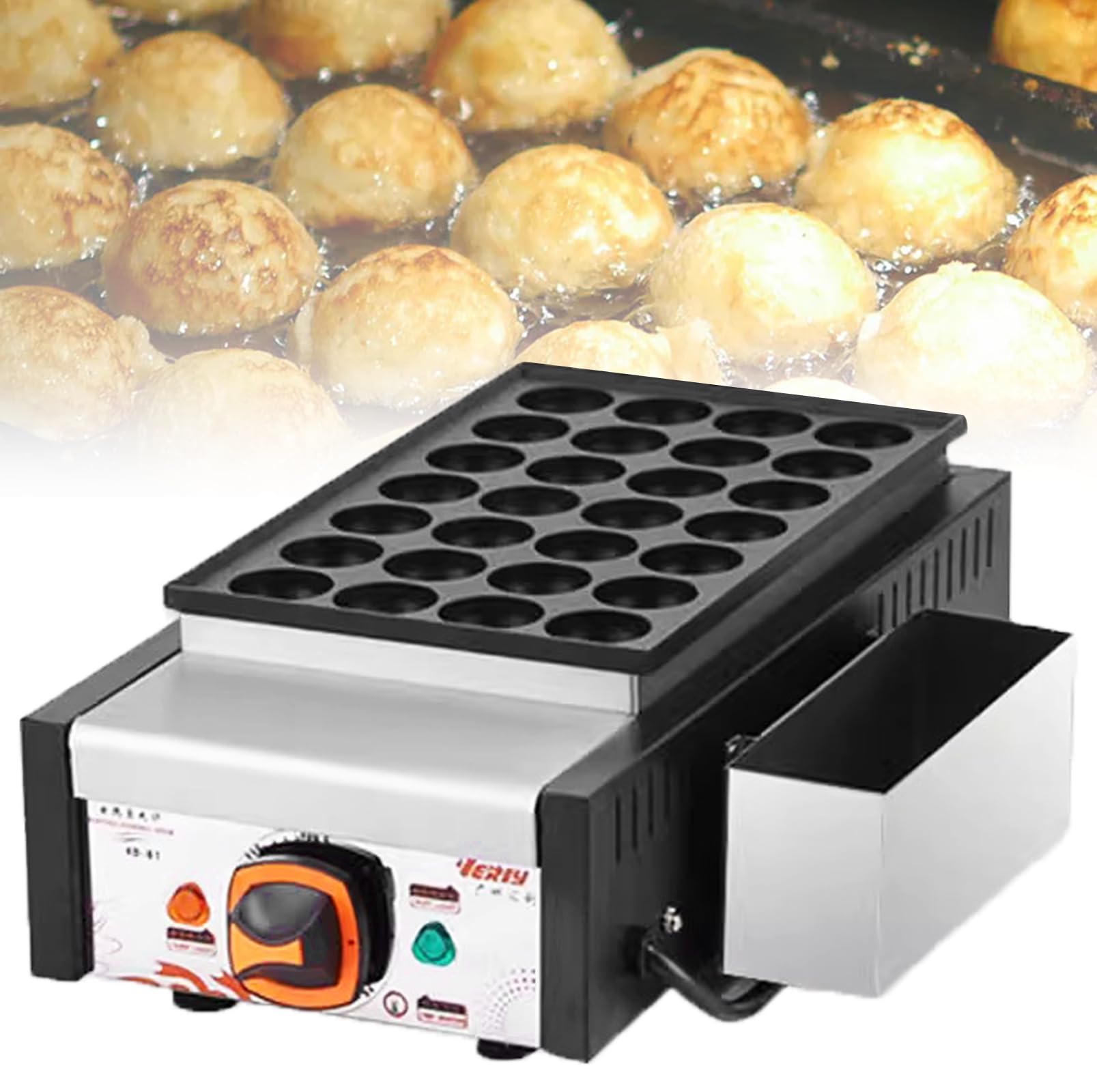 Takoyaki Maker 28 Holes Commercial Octopus Ball Maker with Non Stick Pan Japanese Takoyaki Machine