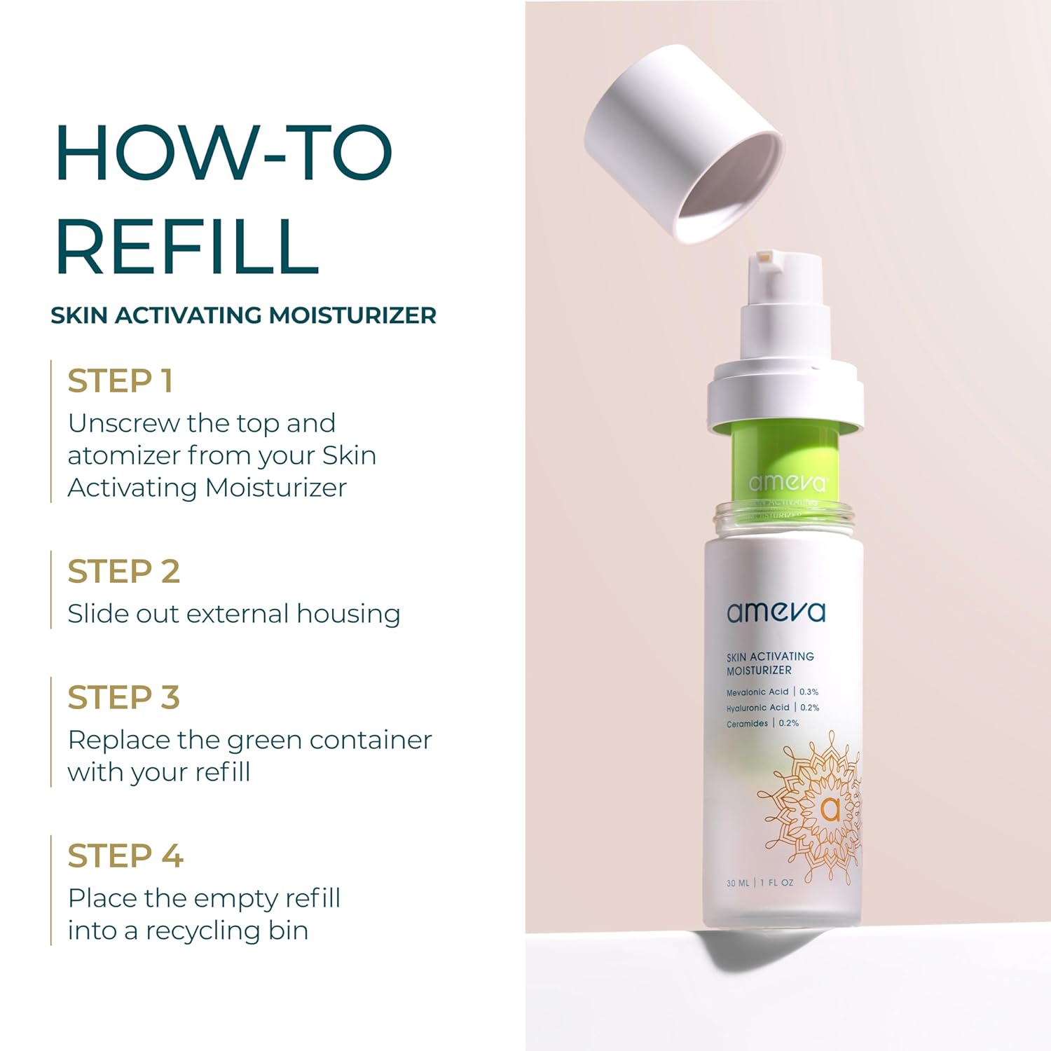 Skin Activating Moisturizer Refill: 100% Plant-Based, Vegan, Anti-Aging Formula, For Sensitive Skin, Boosts Collagen, Hyaluronic Acid and Retinol, Reduces Redness, Jojoba Oil, Ceramides