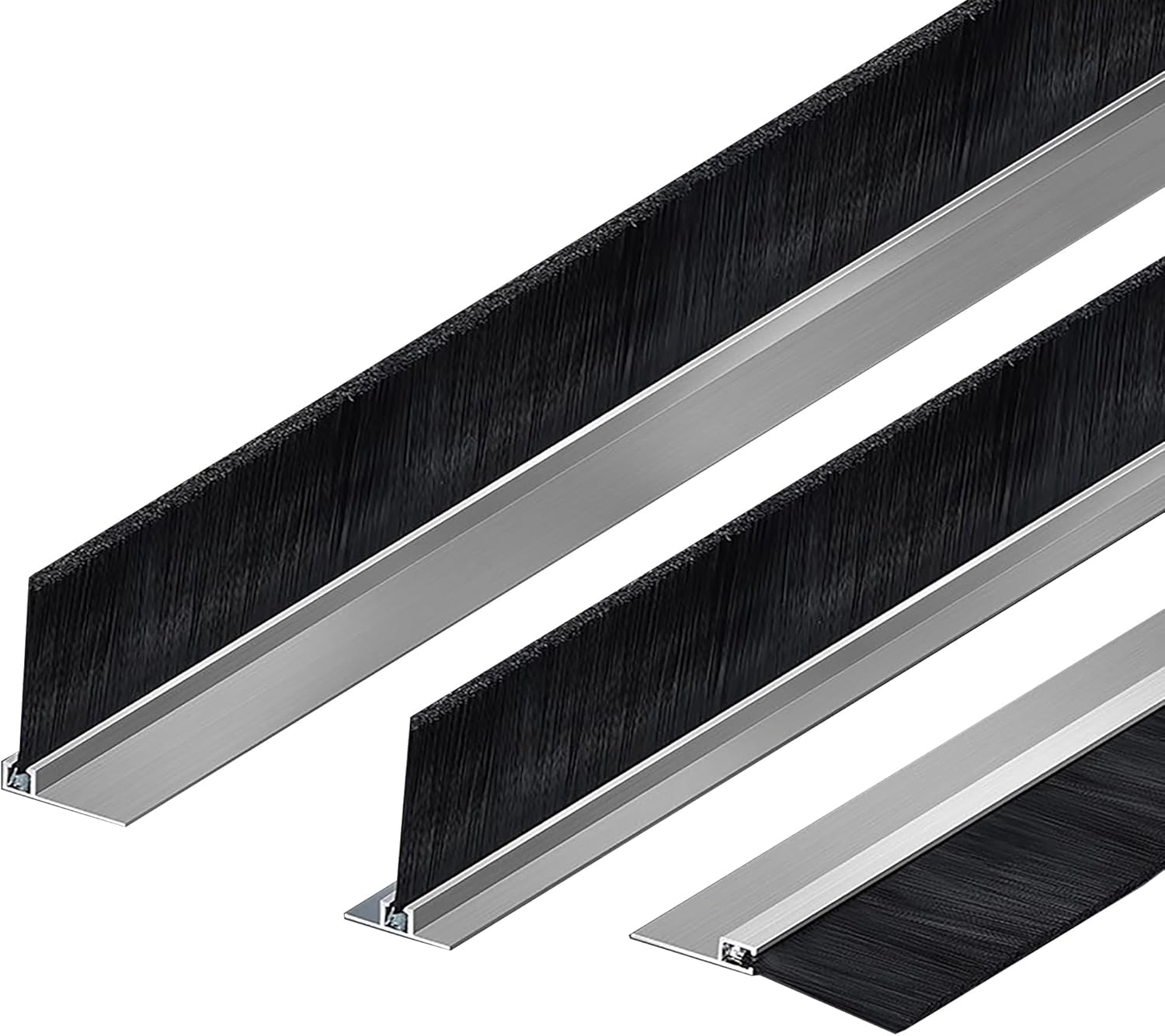 Aluminum Alloy Felt Door Brush Strip - Draft Stopper for Sliding Doors & Windows, 39.4in (Type T) - Ideal for Home, Wardrobe & Energy Efficiency