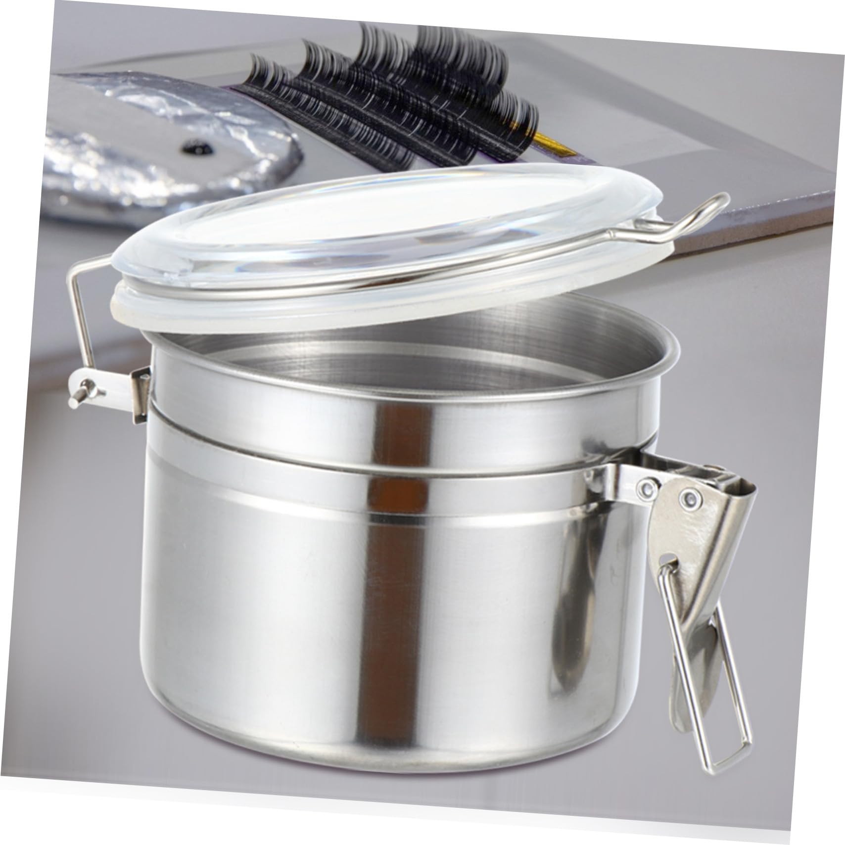 HONMEET Eyelash Jar Sealed Lid Lash Extension Storage Tank Large Capacity Durable for Salon Home Use