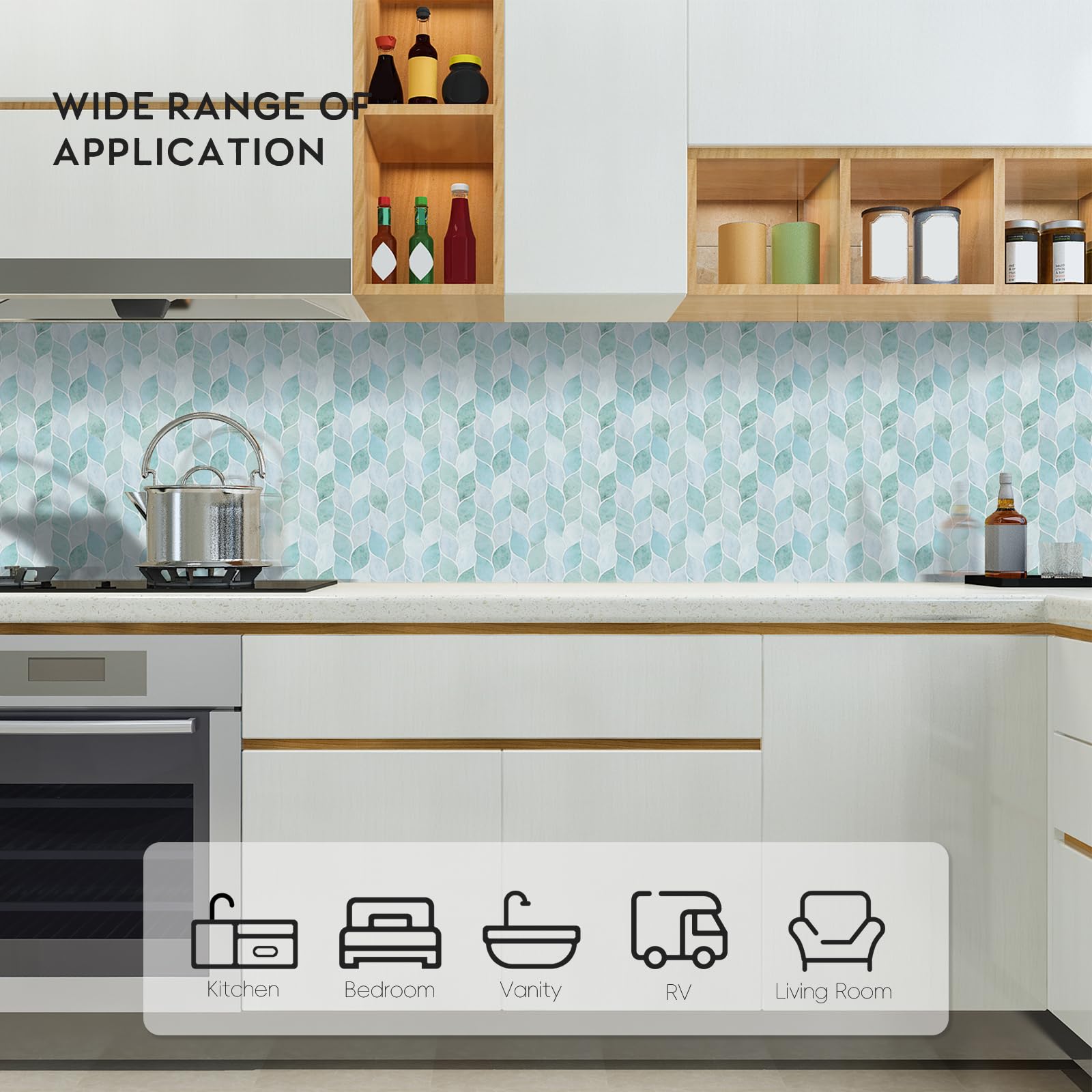 HOMEART Piastrelle autoadesive per paraschizzi, autoadesive, adatte agli affittuari, per cucina e bagno (10 fogli, verde marmo)